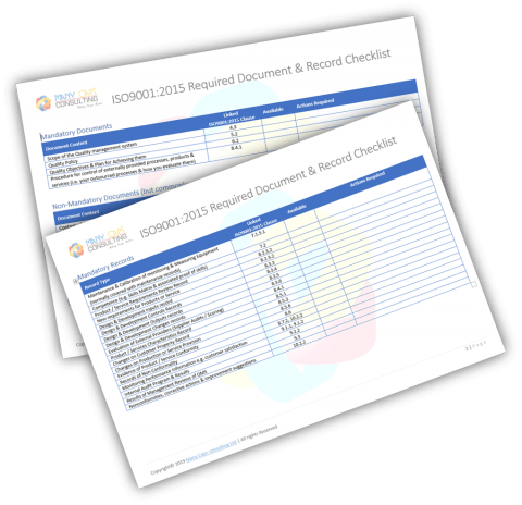 ISO9001:2015 Required Documents and Files Checklist