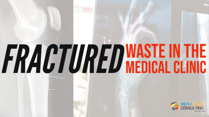 Fractured - waste in the medical clinic. images of a fractured leg and hand X rays